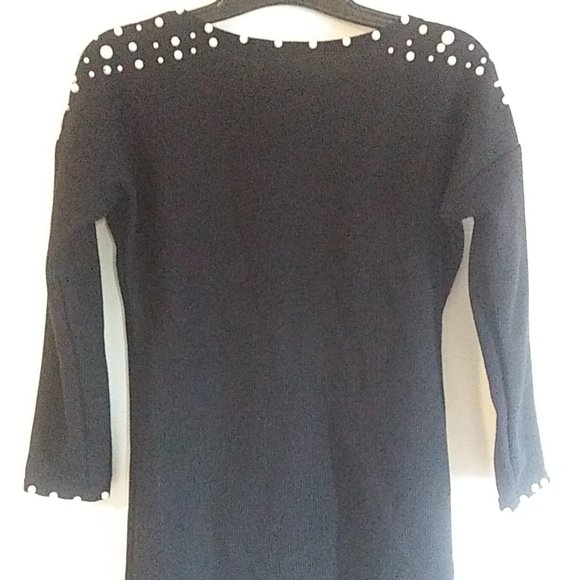 Women's Backless Mini Dress With Beaded Trim/Faux Pearls - Black - Size Small - Picture 2 of 16